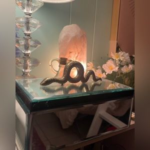 Glass Mirror Gold Snake Handle Jewelry Box